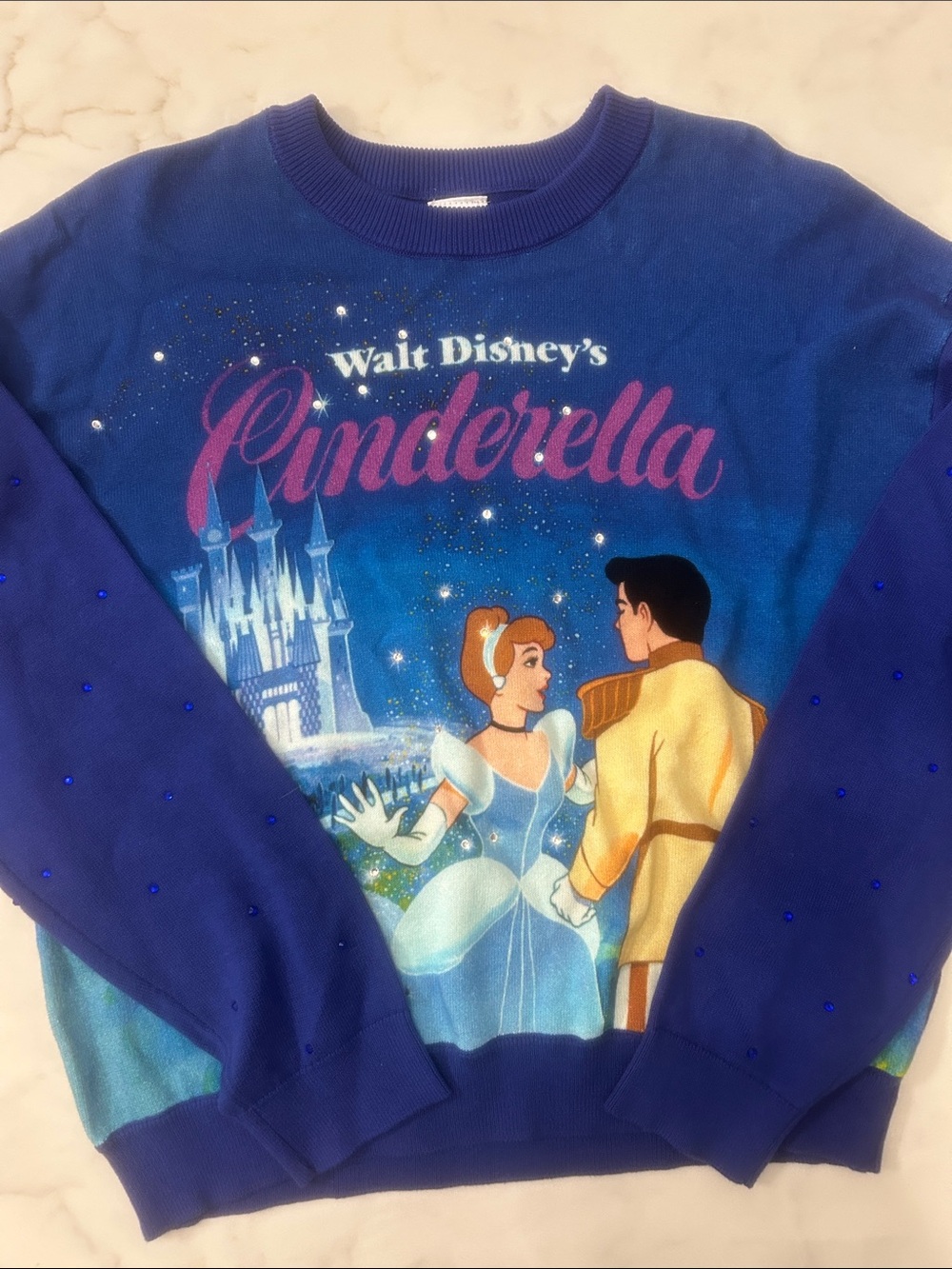 Disney Store Cinderella Blue and Purple Crewneck Sweatshirt XS